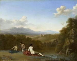 Nymphs After The Hunt In A Mediterranean Landscape