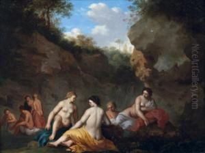 Repos Des Nymphes Dans Un Paysage Rocheux by Jan van Haensbergen