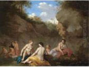 Diana And Her Nymphs By A Pool by Jan van Haensbergen
