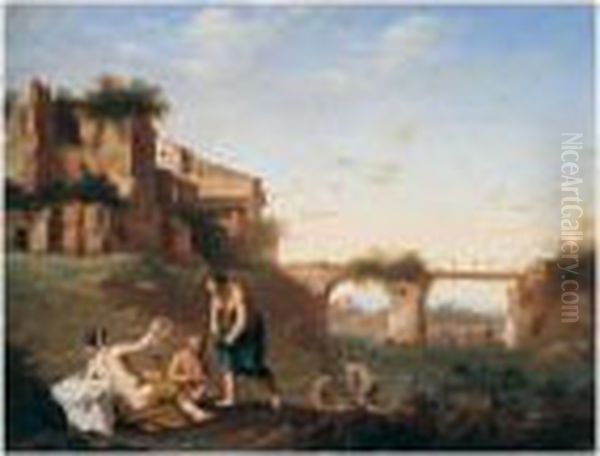 An Italianate Landscape With Nymphs Bathing - view 1