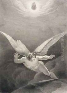 Satan leaps over the walls of Heaven by Flatters, Richard Edmond