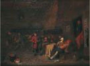 Scene D'interieur De Taverne Avec Un Joueur De Cornemuse