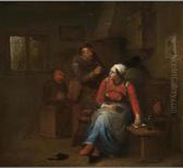 Two Peasants And A Woman In An Inn - view 1