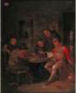 Scene De Lecture Dans Une Auberge by Maarten Van Heemskerck
