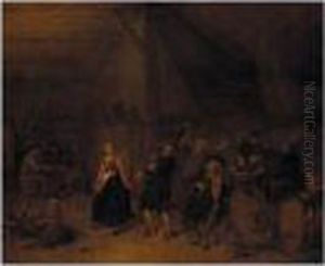 A Tavern Scene With Musicians by Maarten Van Heemskerck