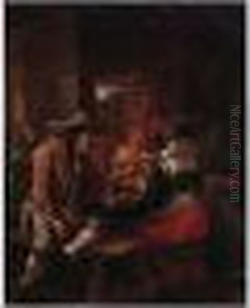 Tavern Interior With Peasants Drinking - view 1