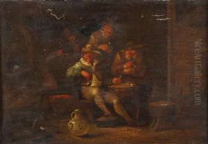 Hemskerck The Younger Peasants In Tavern Interiors by Egbert Van Heemskerck