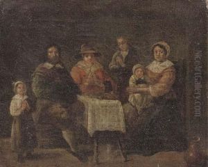 Boars Smoking And Drinking In A Tavern by Egbert Van Heemskerck