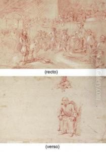 Two Figures Brought Before A Judge In A Crowded Courtroom