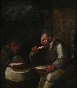 Peasants In Tavern Interiors by Egbert Van Heemskerck