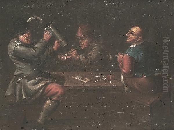 Peasants Smoking And Drinking In An Interior - view 1
