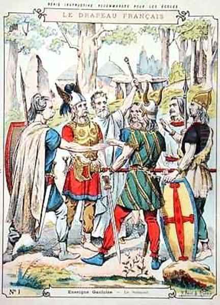Gaulish warriors swearing an oath from a protective sleeve for school books - view 1