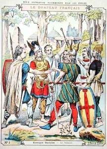 Gaulish warriors swearing an oath from a protective sleeve for school books