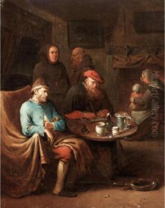 Interior With A Doctor And Monks Visiting An Invalid