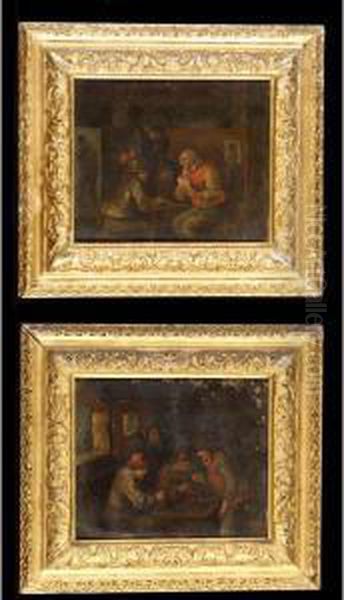 Interior With Figures Playing Backgammon - view 1