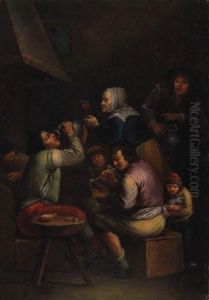 Peasants Drinking And Smoking In A Tavern by Egbert Van Heemskerck