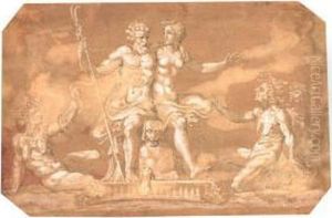 Pluto And Proserpina. by Maerten van Heemskerck