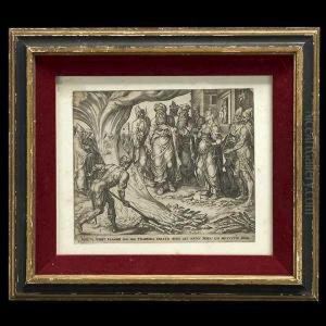 Veen Heemskerk Dutch - 'vincta Venit Flammis...' Engraving, Printed Ca