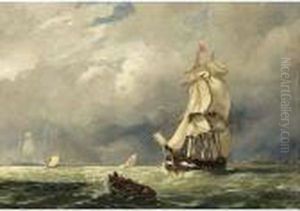 Shipping Off The Coast by Jacob Eduard Van Heemskerck Van Beest