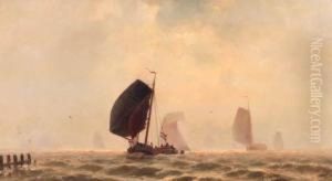 Dutch Hoys Returning Home From The Sea by Jacob Eduard Van Heemskerck Van Beest