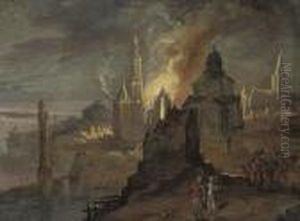 Lot And His Daughters Fleeing Sodom And Gomorrah