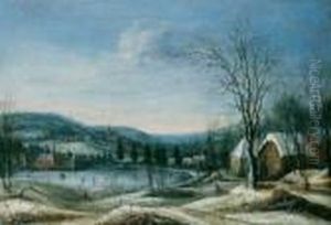 Winterlandschaft Mit Eislaufern 
Auf Einem Teich. Ol Auf Leinwand (doubliert). H 57,5; B 82,5 Cm. Eine 
Vergleichbare Winterlandschaft Heils Von Identischem Format Befindet 
Sich In Den Musees Royaux Des Beaux-arts In Brussel. - Der Brusseler 
Maler D