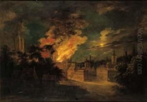 A Fire In Brussels At Night by Daniel van Heil