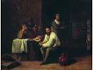 Scene De Tabagie by Matheus van Helmont