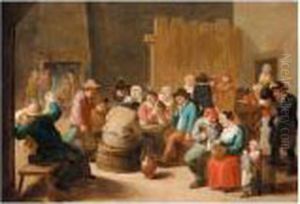 A Tavern Scene by Matheus van Helmont