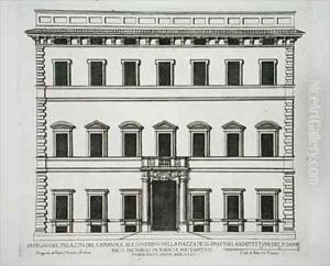 Palazzo of Cardinal Alesandrino Piazza SS Apostoli Rome by Pietro or Falda, G.B. Ferrerio