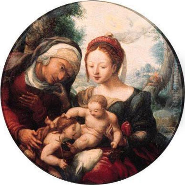 The Madonna And Child Adored By 
Saint Elisabeth And The Infantsaint John The Baptist In A Landscape - view 1