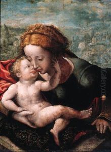 The Madonna And Child, A Landscape Beyond