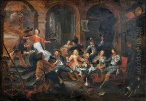 Zechende Gesellschaft In Einer Halle by Willem van, the Elder Herp