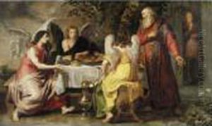 Abraham And The Three Angels by Willem van, the Elder Herp