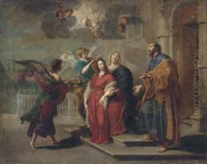 Angels Preparing The Virgin For The Presentation In Thetemple by Willem van, the Elder Herp