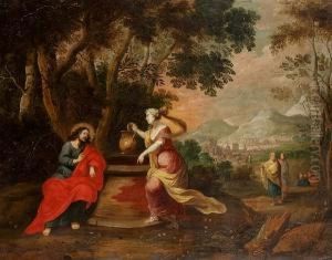 The Return From The Flight Into Egypt; And Christ And The Woman Of Samaria by Willem van, the Elder Herp