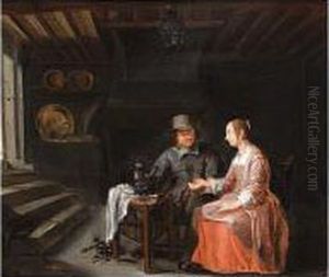 A Couple Drinking And Smoking In An Interior by Willem van, the Elder Herp