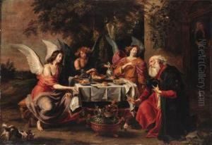Abraham And The Three Angels by Willem van, the Elder Herp