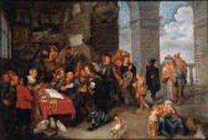 Peasants And Townsfolk At A Tax Office