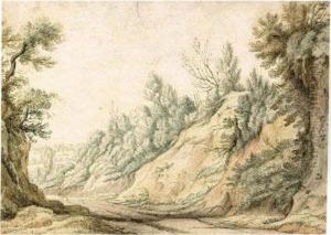 A Wooded Landscape by Paulus Van Hillegaert