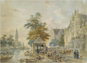 A View Of Amsterdam With The Montelbaanstoren In The Distance