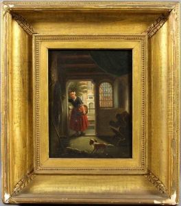 Woman In Doorway Holding Basket