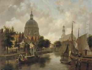 A Capriccio View Of Leiden, With The Marekerk And The Oudesingel