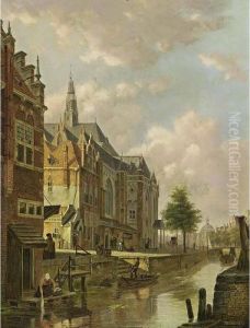 A View Of A Dutch Town by Bartholomeus J. Van Hove