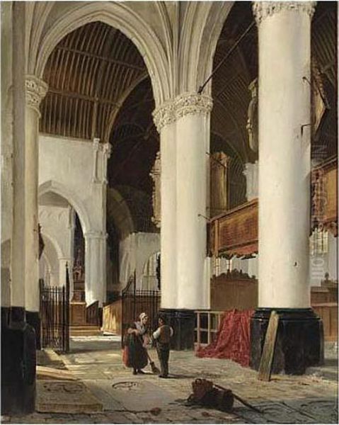 Townsfolk In A Sunlit Church - view 1