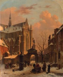 A Cappriccio View Of The Hooglandse Kerk, Leiden, In Winter