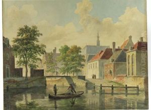 Two Figures In A Rowing Boat On The Krayenhorstergracht,haarlem