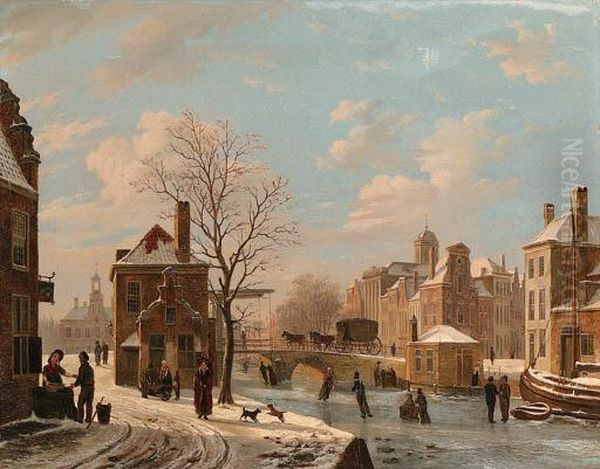A Dutch Town Scene In Winter - view 1