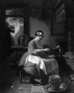A Kitchen Maid Baking Waffles