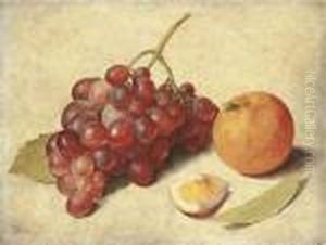 A Bunch Of Grapes On The Vine, An Orange Segment And An Orange, With A Leaf And A Fly by Jacob van Hulsdonck